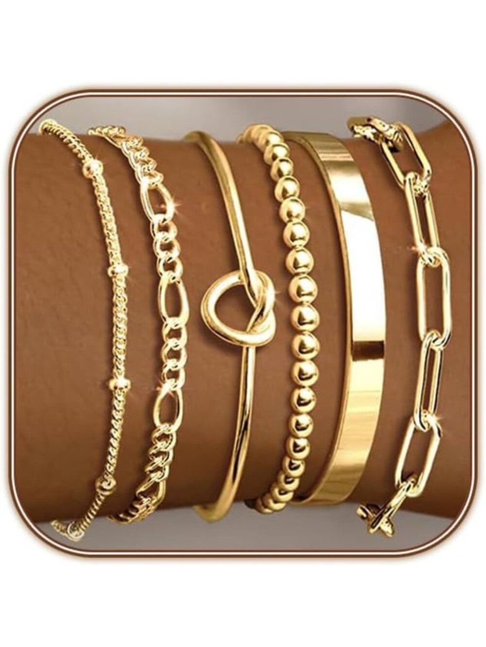 Trendy 18k Gold Plated Bracelet Set for Women - Stackable Bangle & Cuff Jewelry
